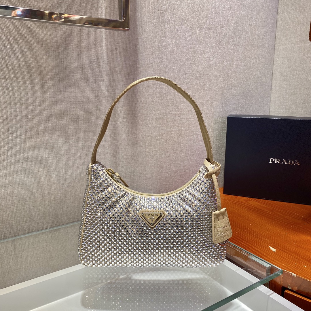 Prada Mini Duchesse And Crystal 2000 Hobo Bag Handbag Desert Beige 1NE515